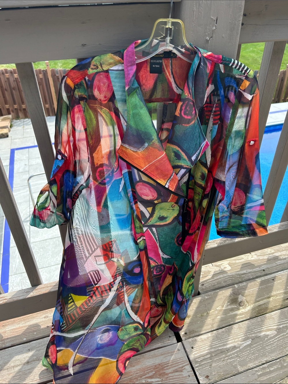 Radzoli Multicolor Abstract Sheer Beach Cover-Up